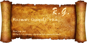 Rozman Gyopárka névjegykártya